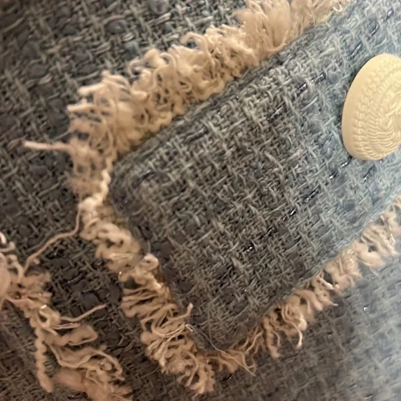 Generation Love Nessa Contrast Tweed Skirt French Blue Cream NWT - Picture 4 of 12